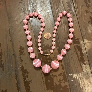 Vintage Graduated Pink Silk Wrapped Beads